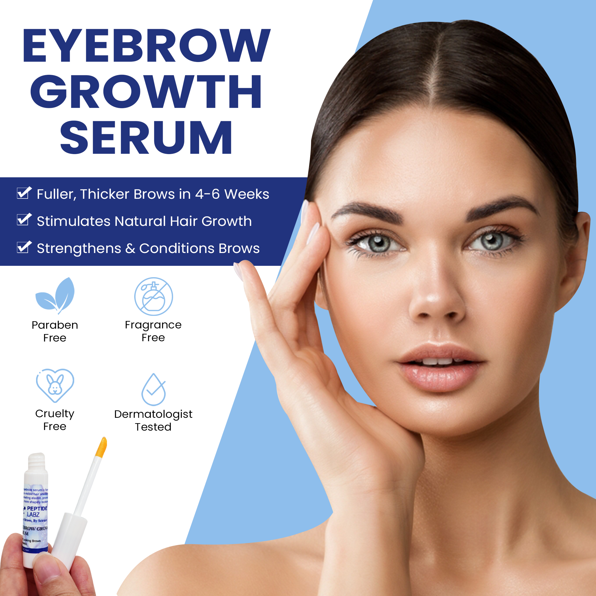 Eyebrow Growth Serum with Myristoyl Pentapeptide-4, Diaminopyrimidine Oxide & Ginger – Peptide Labz